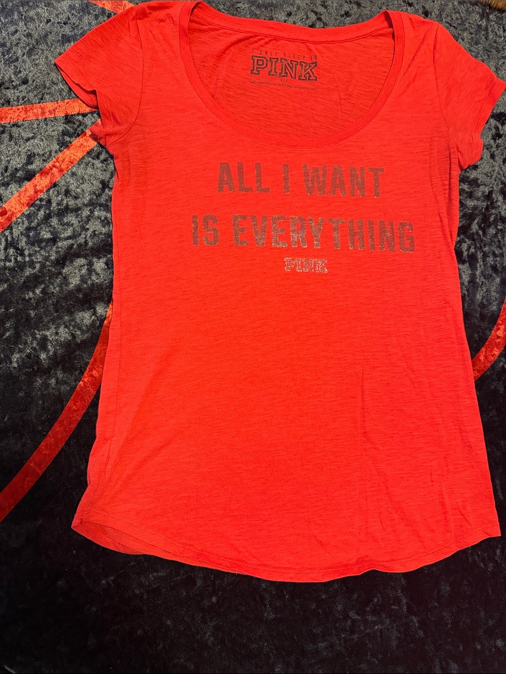 PINK Victoria's Secret Red Short-Sleeve Graphic Tee